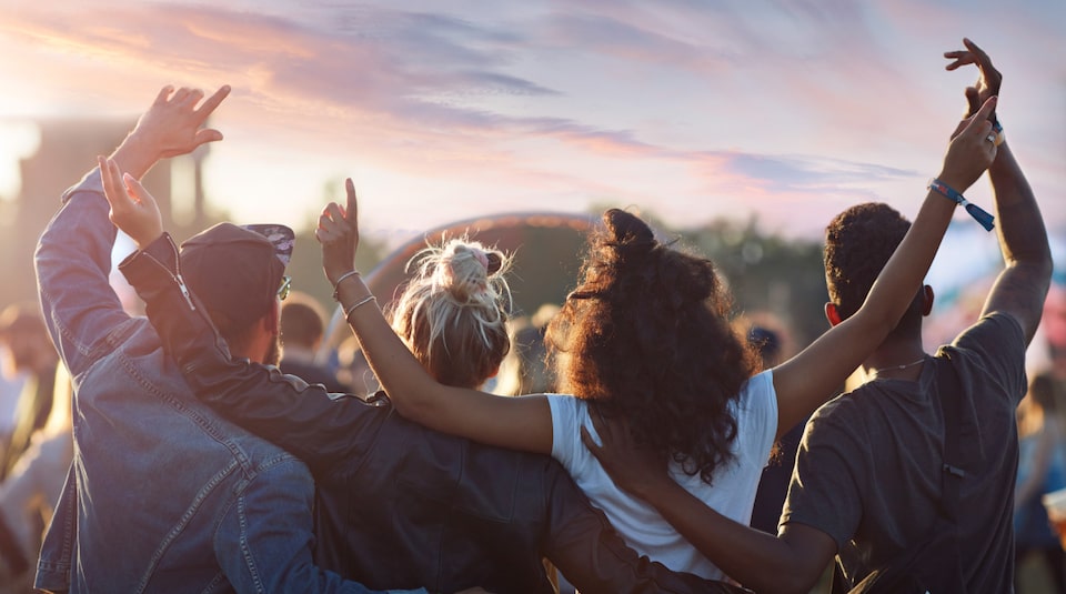 Friends at an outdoor concert