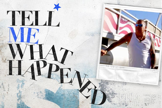 Tell Me What Happened logo and a photo of Kevin Ott featured in Season 3, Episode 3 of Tell Me What Happened: an original podcast by OnStar.