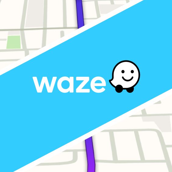 Map with Waze Logo