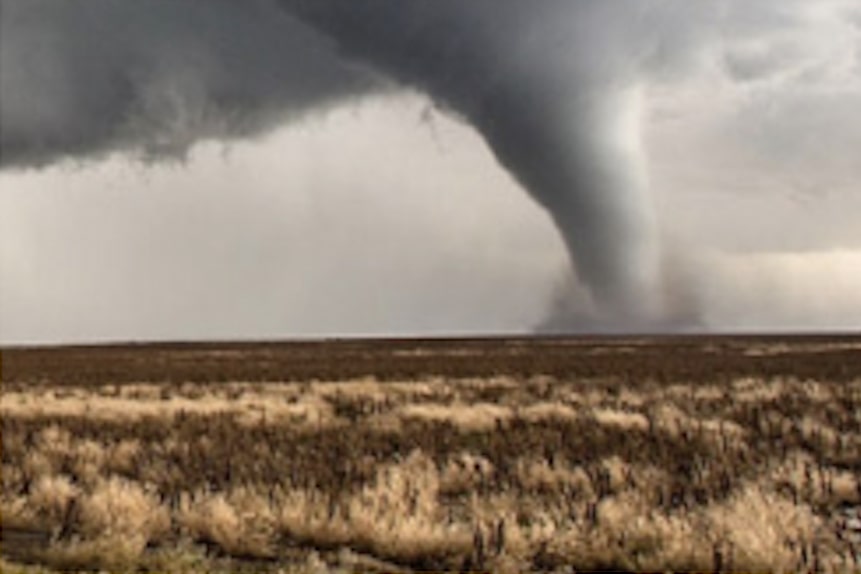 Massive Tornado Ripping Through a Desolate Field