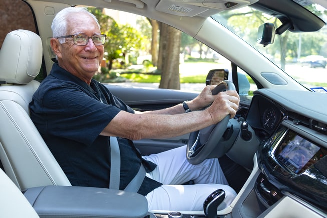 Man in his car ready to drive