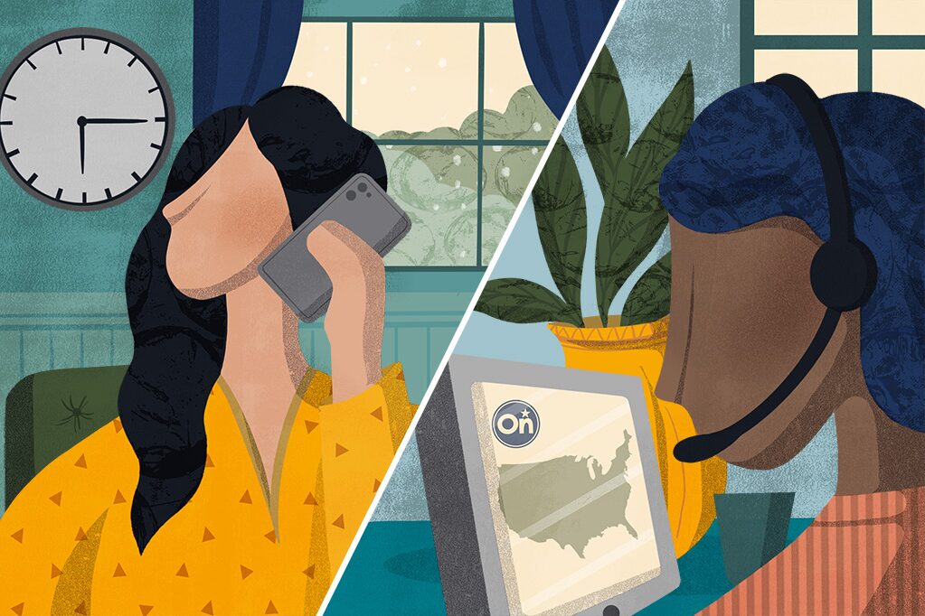 Illustration of OnStar Advisor Talking with OnStar Customer
