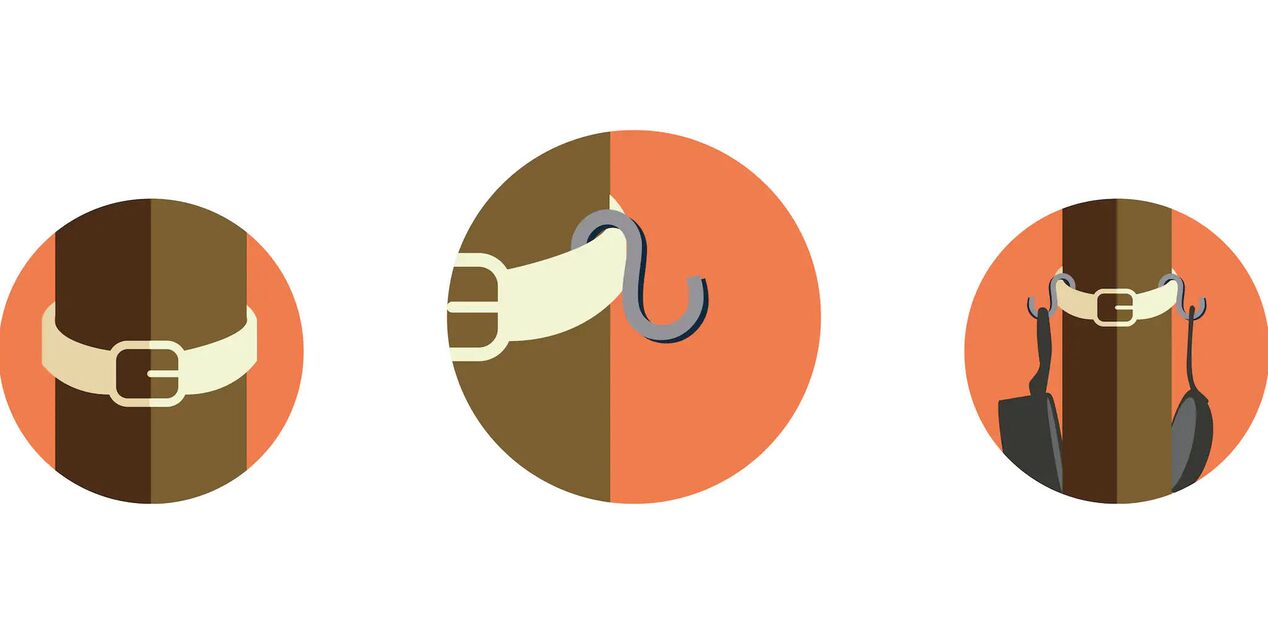 Illustrations of Camping Hacks Using a Belt