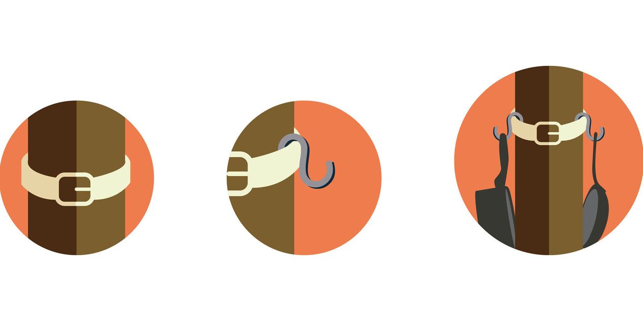 Illustrations of Camping Hacks Using a Belt