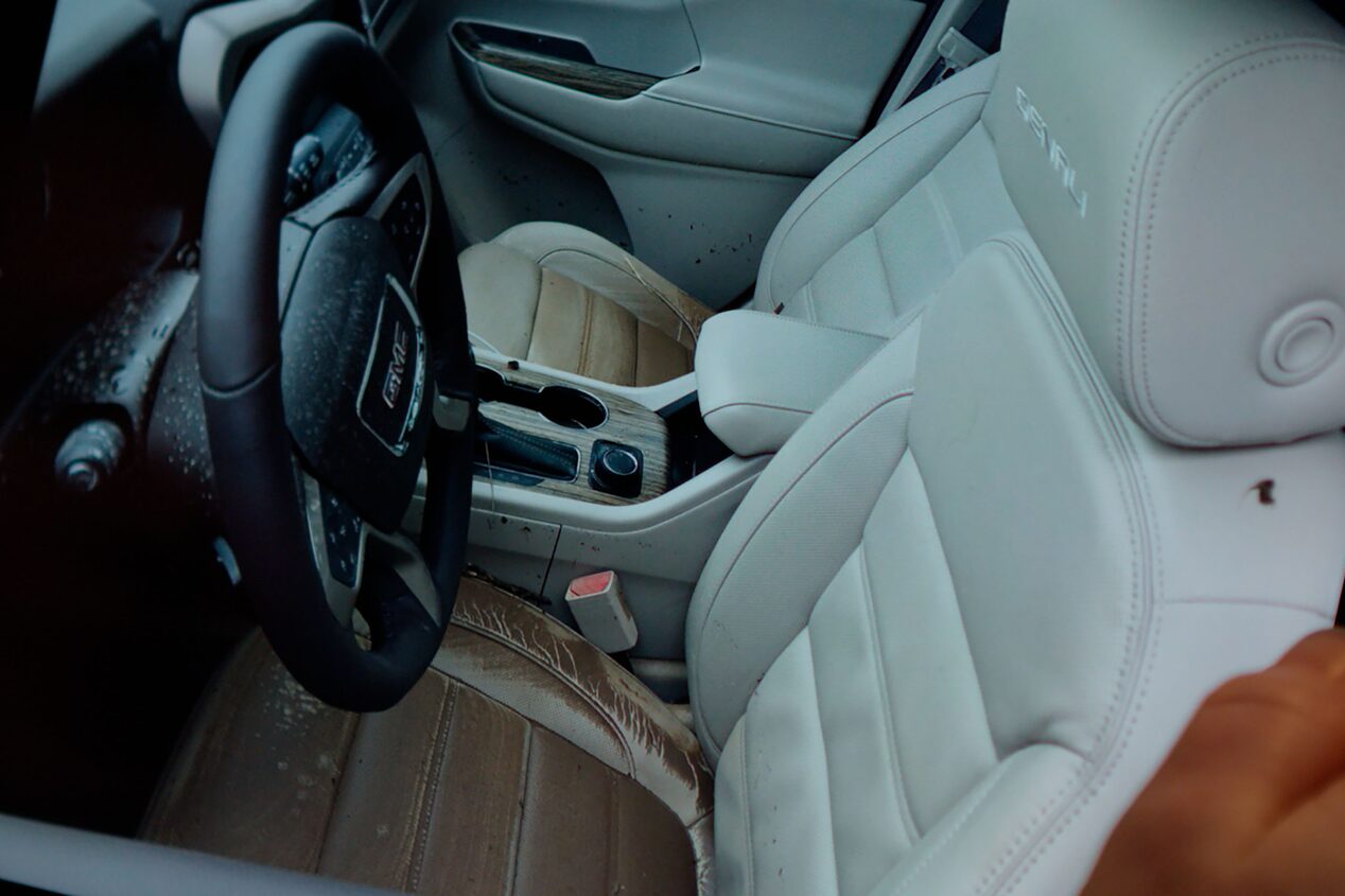 Flooding Damage inside the vehicle passenger and driver seats