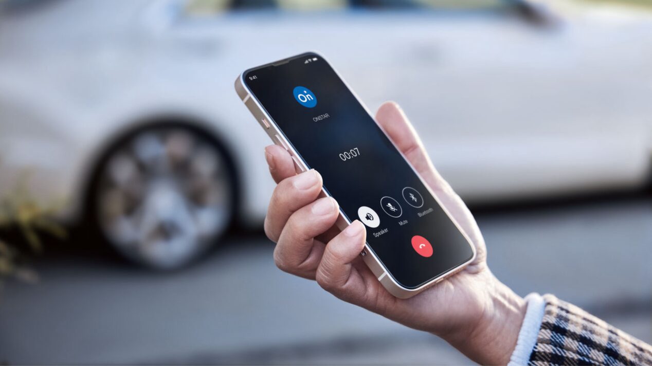User Making a Call From the Guardian App in Front of Vehicle