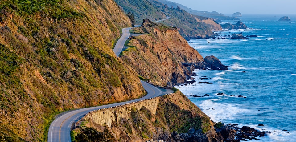 A birds-eye view of the Pacific Coast Highway in California