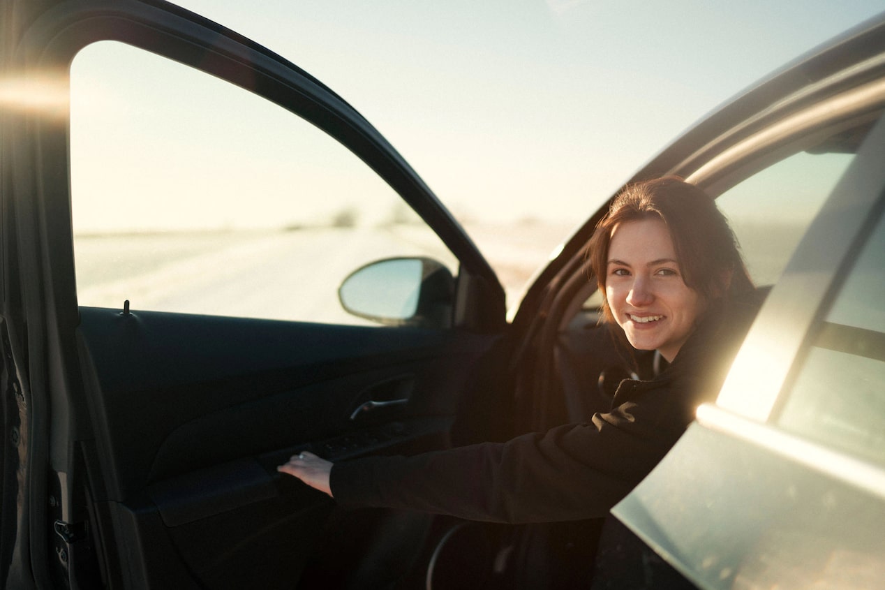 Women Stepping out of Her Vehicle